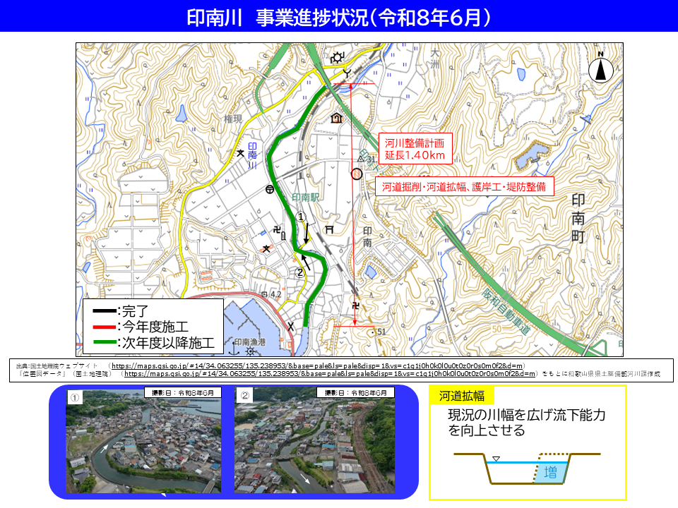 印南川における河川の整備状況