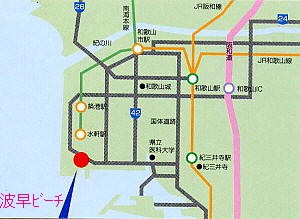 波早ビーチの周辺地図