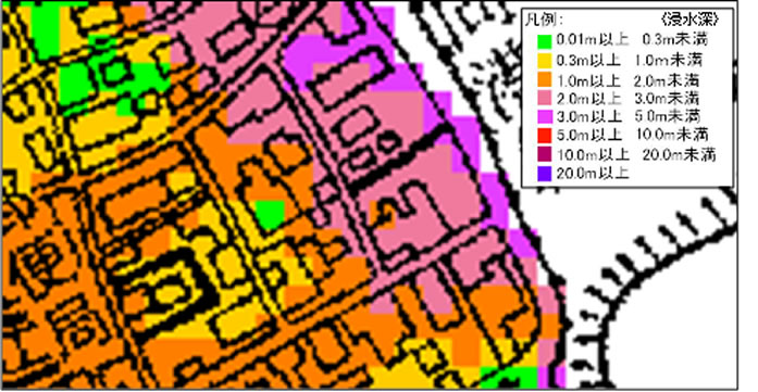 南海トラフ巨大地震による津波浸水想定図