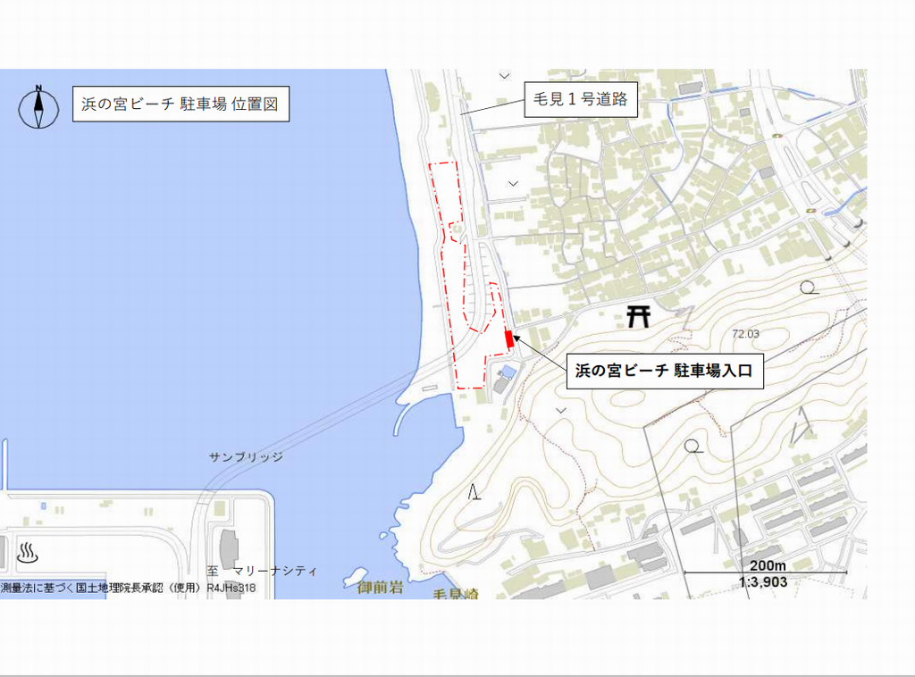 浜の宮ビーチ駐車場位置図